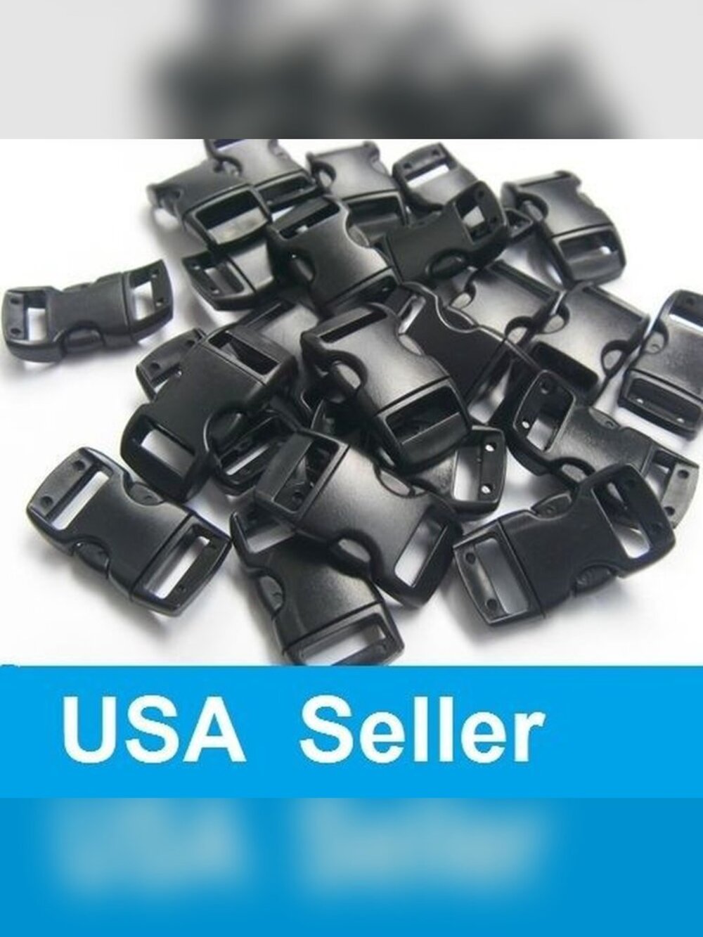 100 3/8" Buckles for Paracord Bracelets Black Side Release Buckles